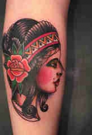 女生人物纹身图案 女生手臂上彩色纹身人物纹身图片