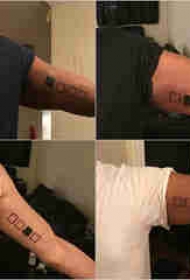 几何纹身 男生手臂上正方形纹身图片