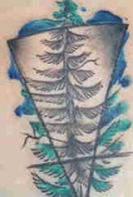植物纹身 女生后背上彩色的大树纹身图片