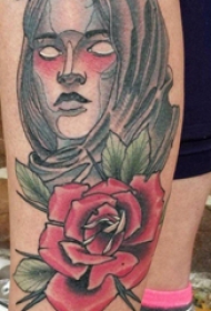 女生人物纹身图案 女生小腿上人物纹身图片