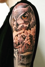 纹身猫头鹰 男生手臂上猫头鹰纹身图片