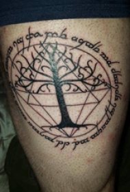 树纹身 男生大腿上树纹身图片