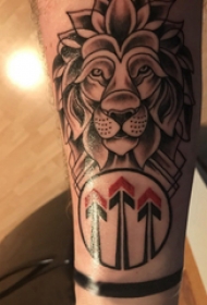 狮子头纹身欧美 男生手臂上狮子头纹身图片