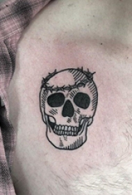 纹身胸部男 男生胸部创意的髅纹身图片