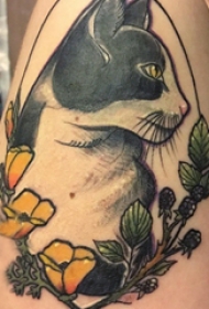 小清新猫咪纹身 女生大腿上小猫咪纹身图片