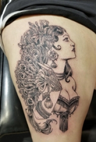 女生人物纹身图案 女生大腿上女生人物纹身图案