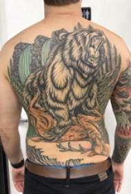 熊纹身 男生背部熊图腾纹身图片