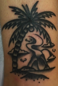 椰树纹身图 男生手臂上椰树纹身图案