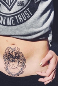 女生人物纹身图案 女生腹部女性人物纹身图案