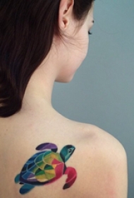 乌龟纹身图案 多款彩色渐变纹身素描乌龟纹身图案
