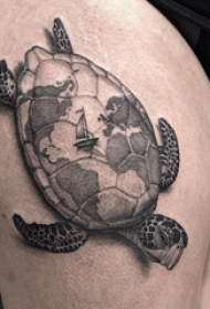 乌龟纹身图案 多款简单线条纹身黑色乌龟纹身图案
