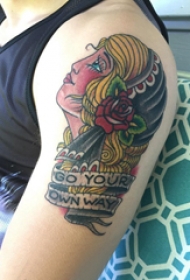 女生人物纹身图案 男生手臂上女生人物纹身图案