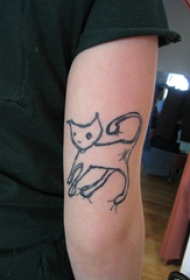 小清新猫咪纹身 多款简单线条纹身素描小清新猫咪纹身图案