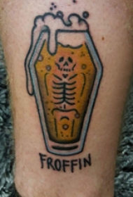 骷髅纹身 男生小腿上创意的彩绘骷髅纹身图片