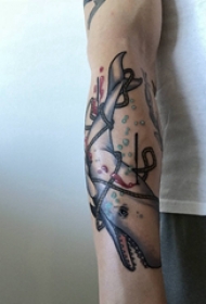 纹身鲸鱼 男生手臂上鲸鱼纹身图片