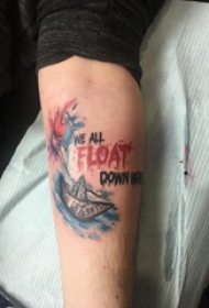纹身字母纹身图案  男生手臂上字母和帆船纹身图片
