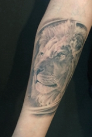 狮子王纹身 女生手臂上黑灰的狮子纹身图片