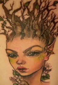 人物肖像纹身   女生大腿上彩绘精灵纹身图片