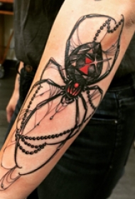 蜘蛛纹身 男生手臂上彩色的蜘蛛纹身图片