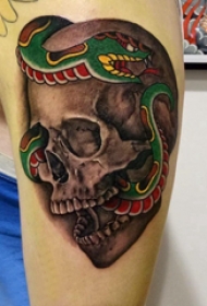 骷髅和蛇纹身图案  男生手臂上骷髅和蛇纹身图片