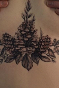 女生胸下纹身  女生胸下黑灰的植物纹身图片