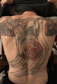 满背动物纹身 男生满背彩色的动物骨头纹身图片