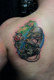 机器人纹身 男生后背上彩色的机器人纹身图片