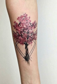 樱花花瓣纹身 多款小清新文艺纹身彩色樱花纹身图案