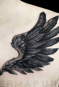 纹身黑色 男生胸部黑色的翅膀纹身图片