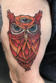 纹身猫头鹰  男生手臂上彩绘的猫头鹰纹身图片