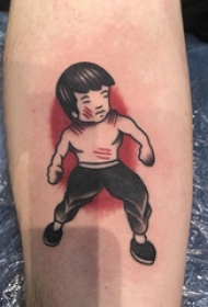 李小龙纹身图案 男生手臂上彩绘的李小龙纹身图片