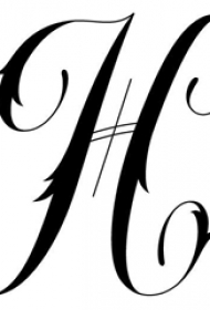 字母纹身手稿图 简单的黑色字母H纹身手稿