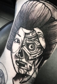 人物肖像纹身 男生手臂上黑色的人物纹身图片