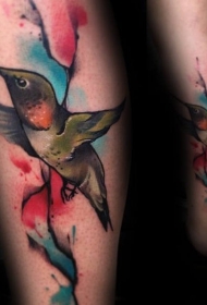纹身鸟  小巧的蜂鸟纹身图案