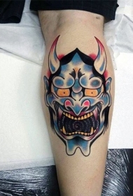 日本鬼面具纹身   鬼面獠牙的日本鬼面具纹身图片