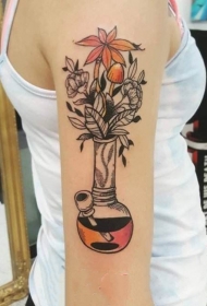 一组8张漂亮彩色的小手臂上的花朵纹身图案