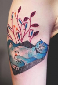 色彩斑斓的一组猫喵纹身作品图片
