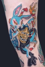 日式传统风格的猫土鼠青蛙等动物纹身