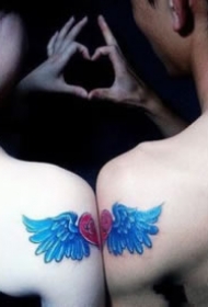 简单的情侣成对爱心纹身图片