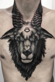暗黑风格的一组羊头纹身图片