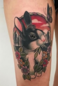 兔子主题的一组可爱小兔子纹身作品