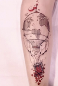 热气球主题的一组小清新纹身图案9张