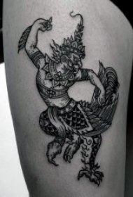 黑色纹身  多款造型百变的人形鸟怪物纹身图案