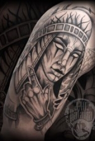 神话纹身 黑灰色调佛纹身宗教神话等纹身图案