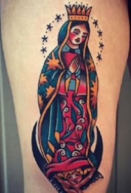 圣母纹身 Oldschool风格的西方宗教圣母纹身图案