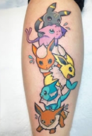 彩色的一组卡通宠物小精灵纹身图片