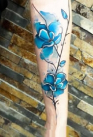 蓝色水墨纹身 漂亮的9款蓝色水彩泼墨纹身图案
