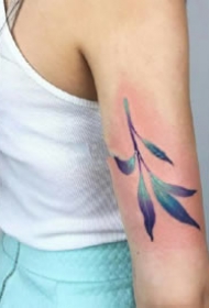 叶子纹身 9张漂亮植物叶子彩色纹身图案