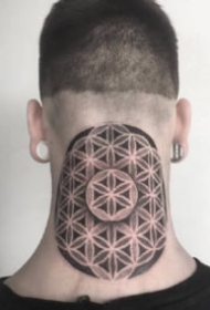 颈部和头部的10款个性点刺梵花纹身作品图案