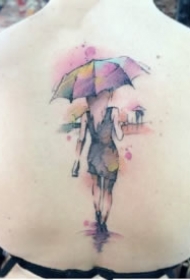 雨中情 下雨天打雨伞主题的一组纹身作品图案